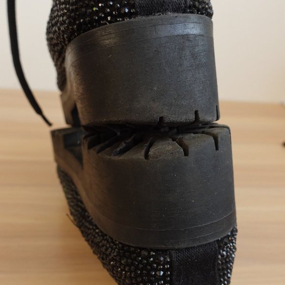 Steve Madden Shoes Leather 6 Boots Black Combat Chunky Lug Sole Studded Buzzer - Picture 13 of 16